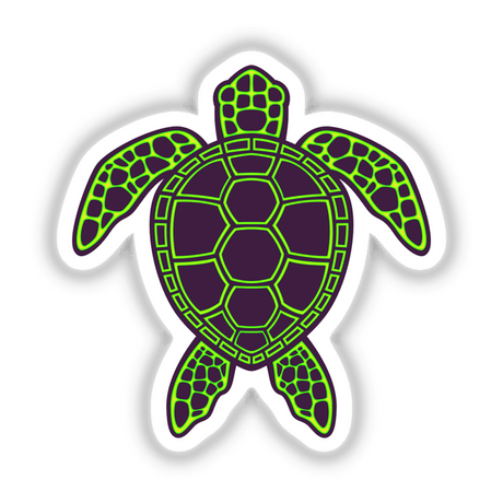 Green Neon Lava Sea Turtle Design featuring a vibrant, stylized turtle graphic, available as stickers or digital artwork. Perfect for adding a unique touch from Decal Venue to your collection.