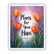 Fauvist Spring Snapdragon “Plans For Your Hope” Jeremiah 29:11 Sticker or Clipart features a vibrant painting of tulips and leaves, reflecting Decal Venue's unique vinyl stickers and digital art offerings.