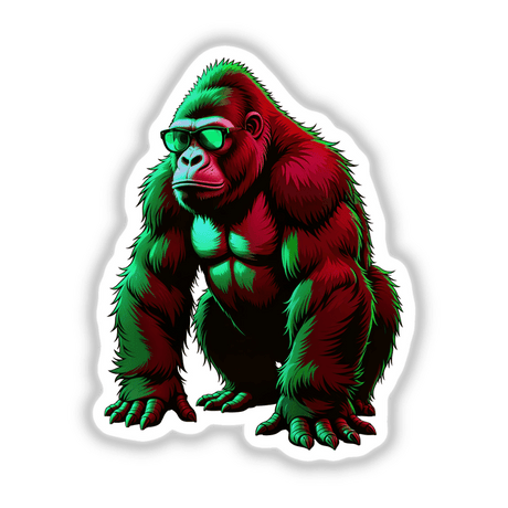 A cartoon illustration titled A Cool Gorilla features a gorilla wearing sunglasses, available as stickers or digital artwork from Decal Venue, known for unique designs.