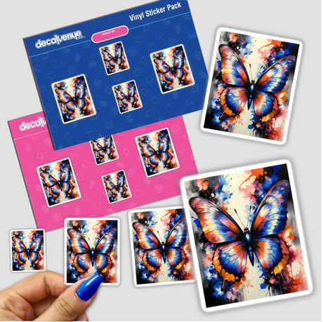 A Pretty Colorful Butterfly stickers, showcasing intricate butterfly designs, available as vinyl stickers or digital artwork. Perfect for adding a whimsical touch to any surface.