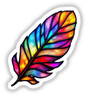 Feather Stained Glass Style: A close-up digital artwork of a colorful feather, reminiscent of stained glass, available as stickers or digital art from Decal Venue.