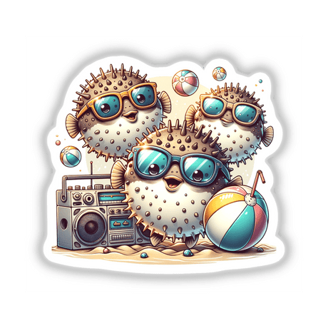 Puffer Fish Beach Party Sunglasses Boombox