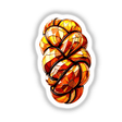 Challah Bread Stained Glass Style artwork, showcasing vibrant colors and intricate patterns, available as stickers or digital artwork from Decal Venue.