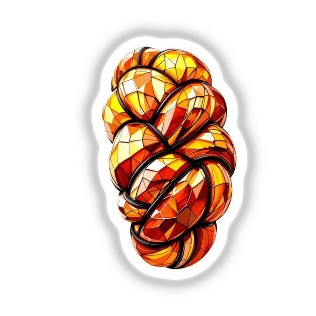 Challah Bread Stained Glass Style artwork, showcasing vibrant colors and intricate patterns, available as stickers or digital artwork from Decal Venue.