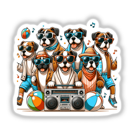 Boxer Dog Beach Party Sunglasses Boombox