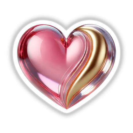 Heart Pink and Gold, a heart-shaped object featuring pink and gold hues, available as stickers or digital artwork from Decal Venue.