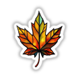 Maple Leaf Stained Glass Style artwork, featuring a vibrant leaf design available as stickers or digital art, highlighting the creativity and uniqueness typical of Decal Venue's collection.