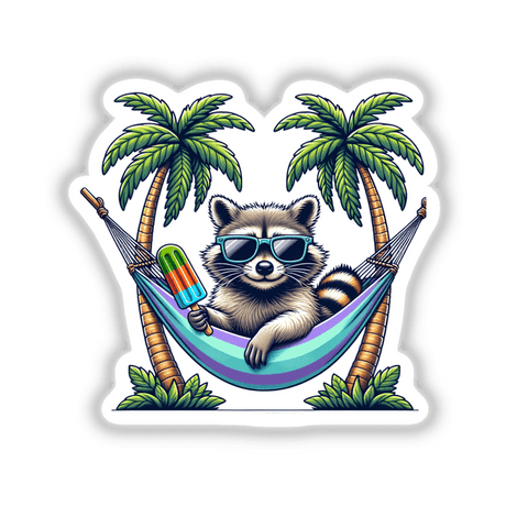 Raccoon Sunglasses in Hammock Holding Popsicle