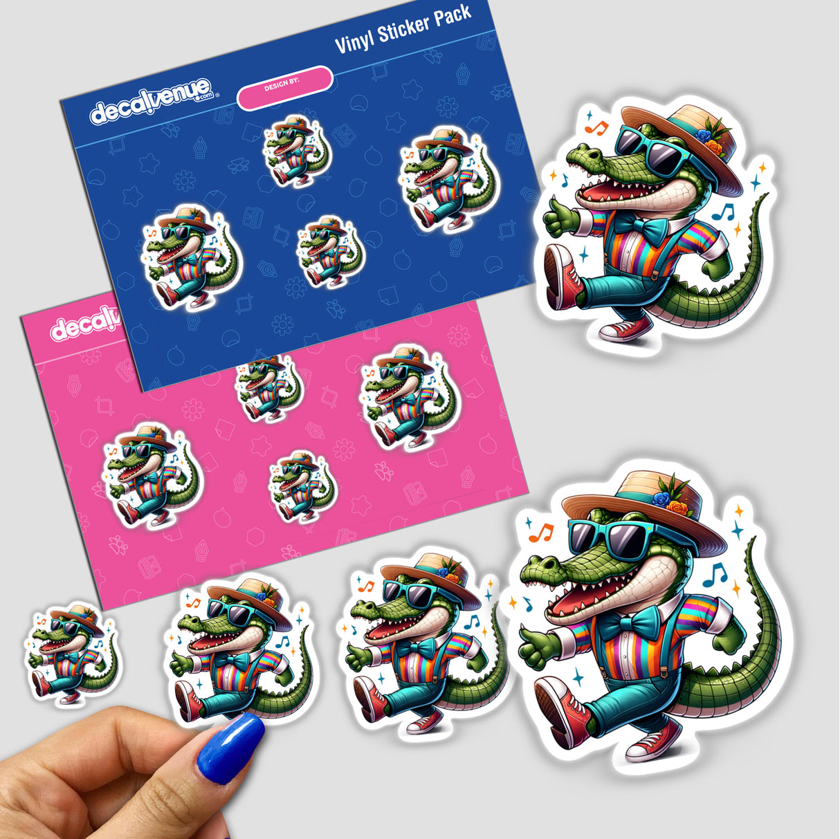 Stylish Crocodile in Hat and Bowtie Dancing