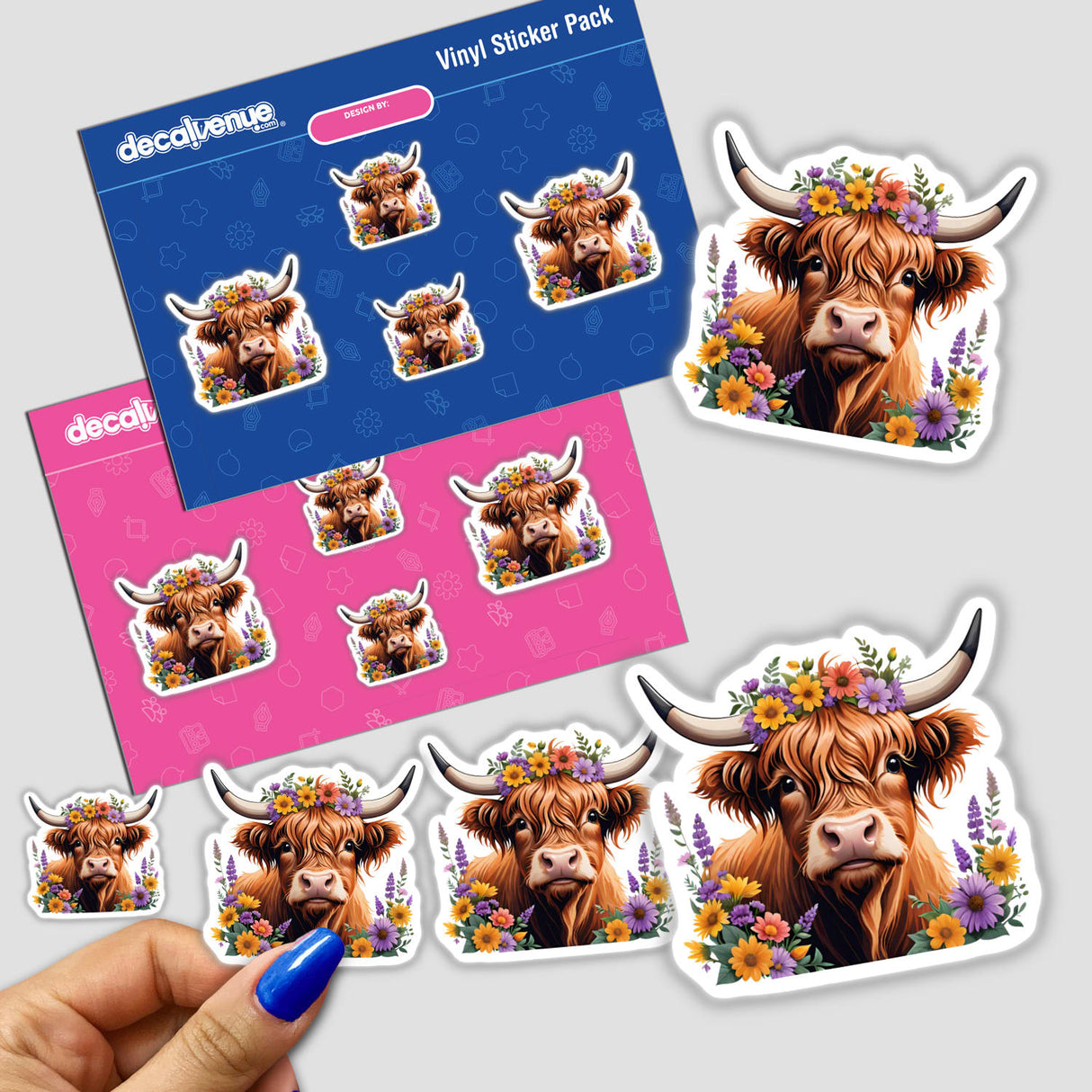 Highland Cow Portrait Floral Accents PA60