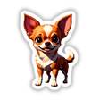 A Cute Chihuahua cartoon with big ears and eyes, available as vinyl stickers or digital artwork from Decal Venue, specializing in unique designs.