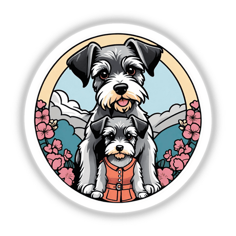 Schnauzer mother and puppy dogs