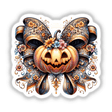 Floral Coquette Pumpkin Bow featuring a decorated pumpkin adorned with flowers and a bow, available as stickers or digital artwork from Decal Venue.