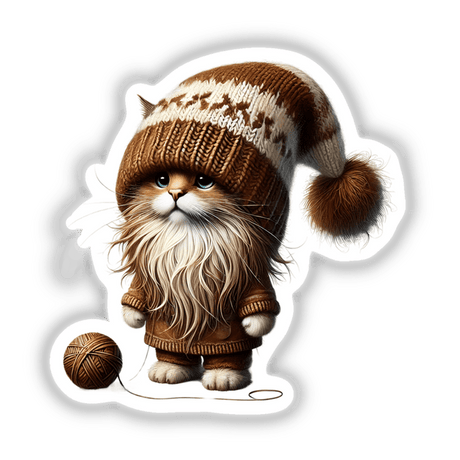 Norwegian Forest Cat Gnome with Ball of Yarn