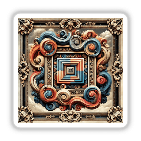 Baroque Geometry - Ornate Frames with Abstract Patterns featuring intricate swirls, available as Stickers or Digital Artwork from Decal Venue.