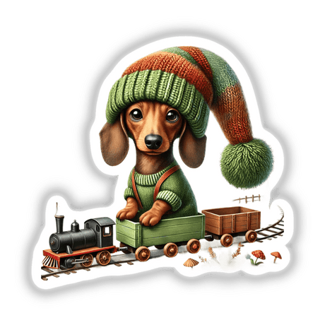 Dachshund Gnome Riding Toy Train