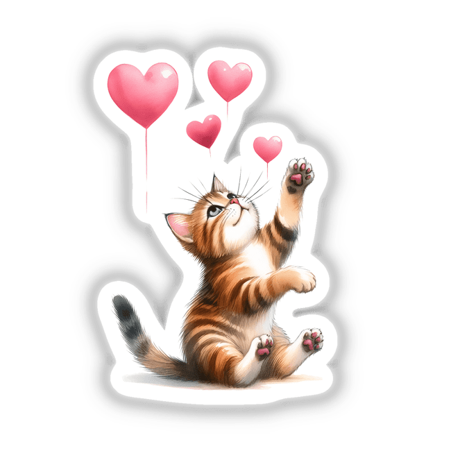 Watercolor Bengal Cat Reaching for Hearts