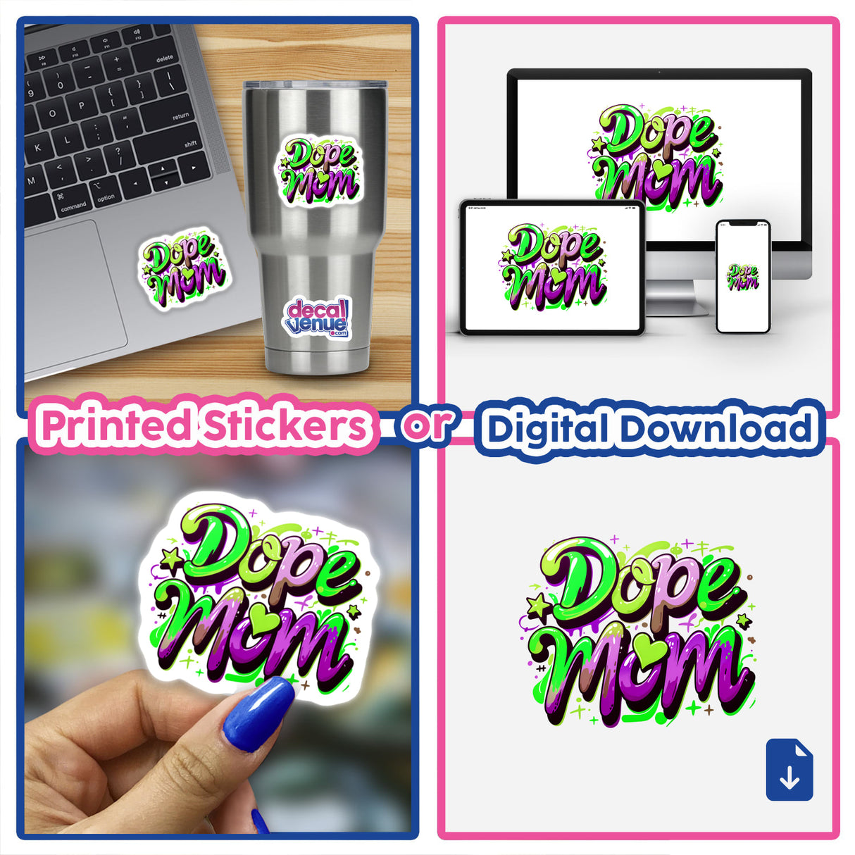 a set of three stickers with the words do it mom