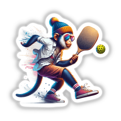 Trendy Monkey Playing Pickleball