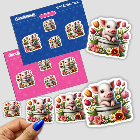 Pig Peeking Out of Flower Pot