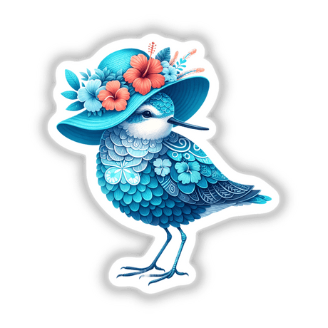 Sandpiper Bird Wearing Summer Beach Hat