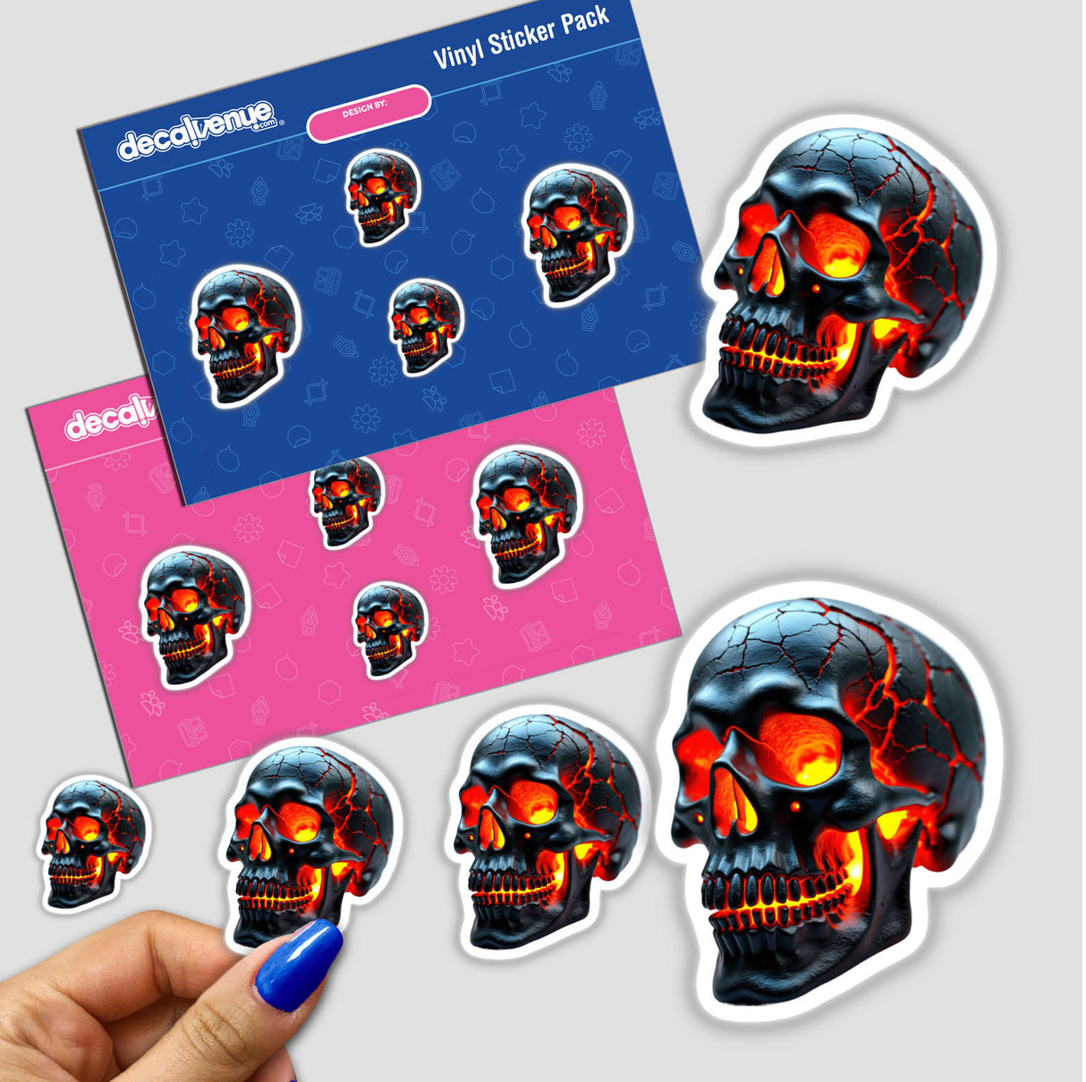 Molten Lava Skull sticker featuring a black skull with glowing red light, perfect for unique decor or digital art enthusiasts.