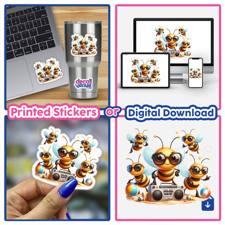 Honey Bee Beach Party Sunglasses Boombox