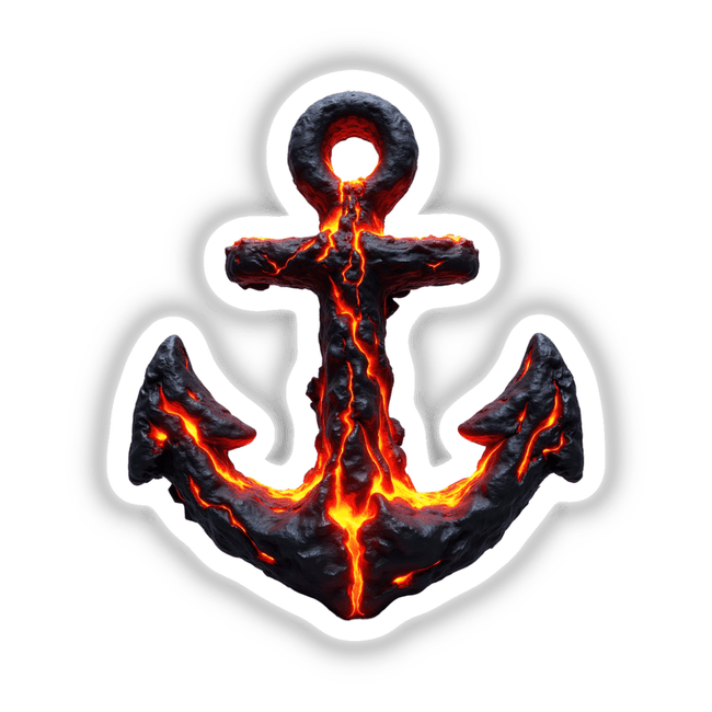 Molten Lava Anchor: An artistic design featuring a black anchor with flowing lava details, available as stickers or digital artwork, embodying Decal Venue's unique style in graphic symbolism.