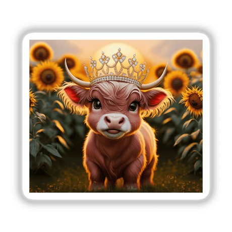 Baby Highland Cow Crown Sunflowers