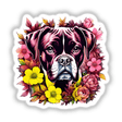 Boxer Dog Portrait Floral Accents PA50