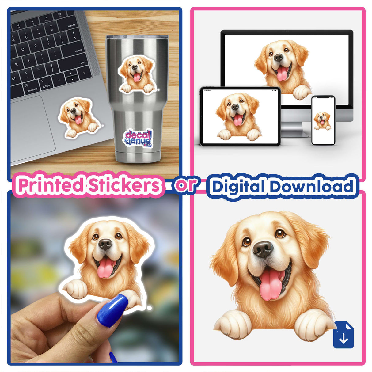 Happy Peeking Golden Retriever Dog