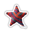 Knitted Yarn Star depicted as a vibrant, intricately crafted star-shaped pillow, symbolizing creativity. Available as stickers or digital artwork from Decal Venue, known for unique sticker designs and digital art.