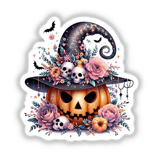 Witch Pumpkin Adorned in Pastel Florals