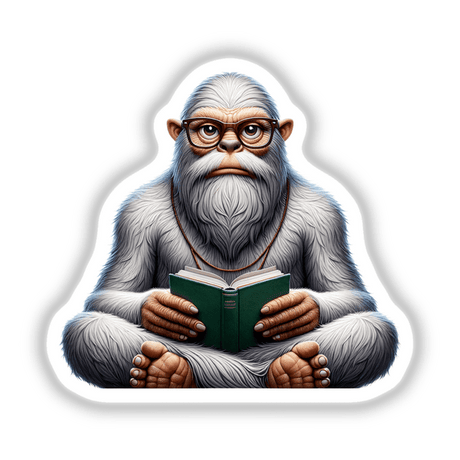 Sasquatch With Reading Glasses Open Book
