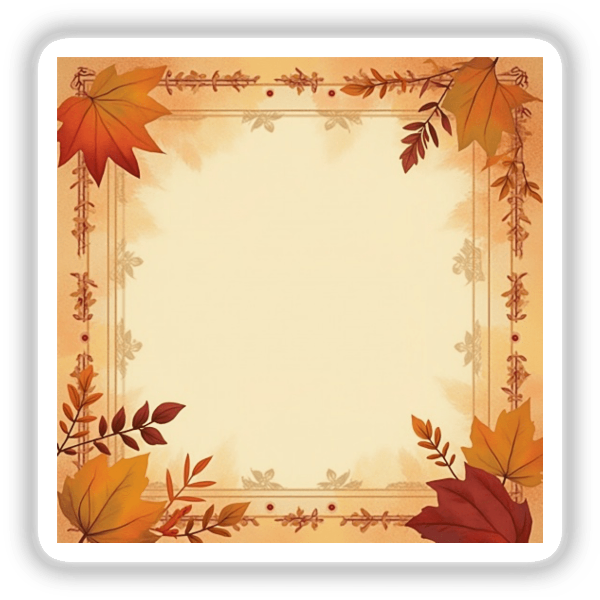 Square Fall Aesthetic Frame Clipart for Typography Quotes | Download with Commercial Rights featuring a close-up of various leaves within a square frame, ideal for creating unique stickers or digital artwork.
