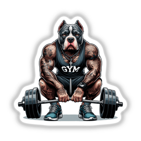 Muscular Bully Pitbull Dog Lifting Barbell