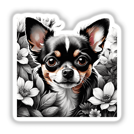 Chihuahua Dog Portrait Floral Accents PA29