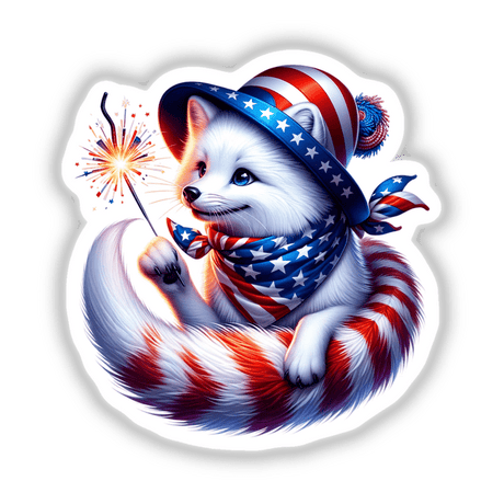 Arctic Fox Holding Sparkler 4th of July