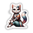 Fashionable Cat illustration featuring a cat wearing a garment, available as stickers or digital artwork from Decal Venue.