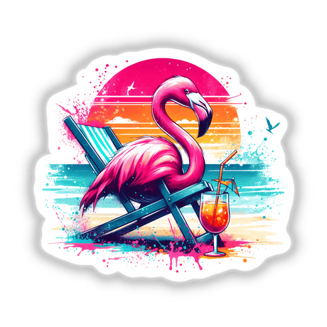 Flamingo Bird Sunset Splash