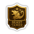 Beast Tamer – RPG-Style Skill Badge (Gold Enchanted Crest) depicted as a detailed vinyl sticker or digital artwork, showcasing intricate fantasy-themed emblem design.
