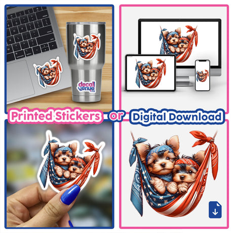 Cute Yorkie Dog Puppies in Bandana Hammock