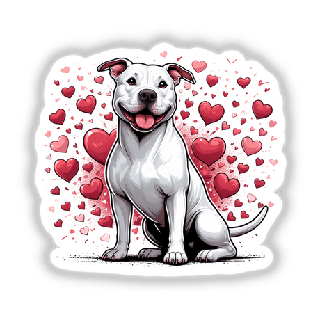 White Pitbull Dog Surrounded By Love