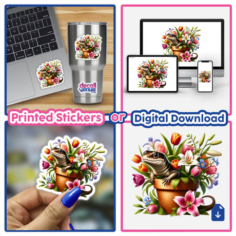 Lizard Peeking Out of Flower Pot