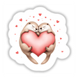 Sleeping Otters with Hearts: Two cartoon otters hugging a heart, available as stickers or digital art, conveying love and warmth, perfect for adding charm to any space.