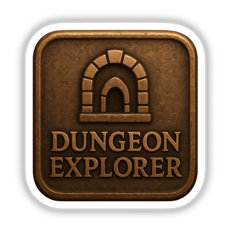 Dungeon Explorer – RPG-Style Skill Badge (Bronze Adventure Token) featuring intricate fantasy designs, available as unique stickers or digital artwork, embodying Decal Venue's specialty in distinctive vinyl creations.