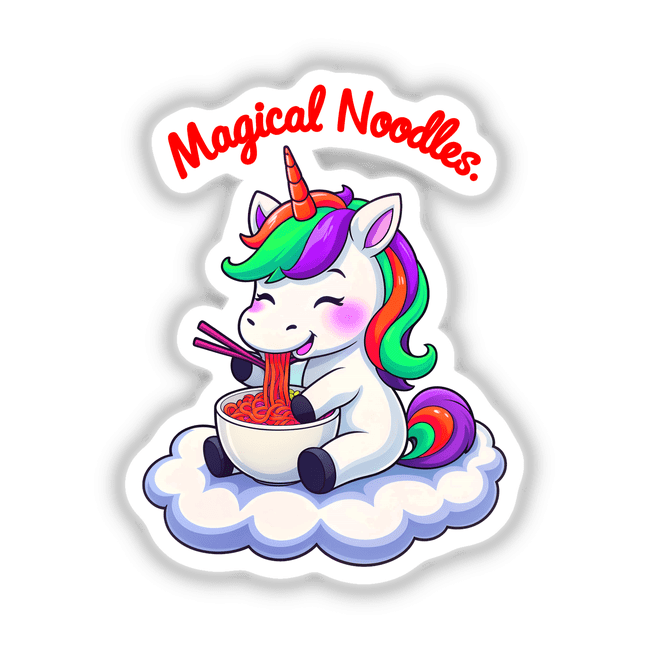 A Cute Unicorn Eating Magical Noodles
