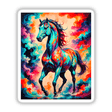 A Beautiful Magical Horse depicted in a vibrant painting, available as stickers or digital artwork from Decal Venue. This artwork captures the enchanting essence of a horse amid colorful clouds.