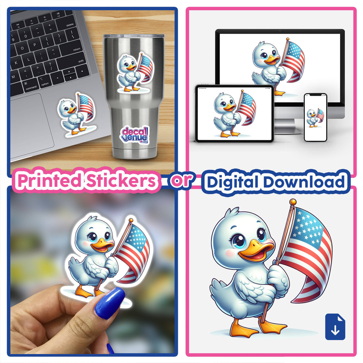 Duck Holding American Flag