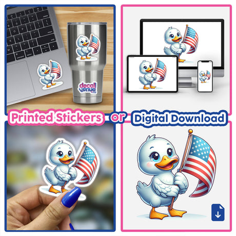 Duck Holding American Flag